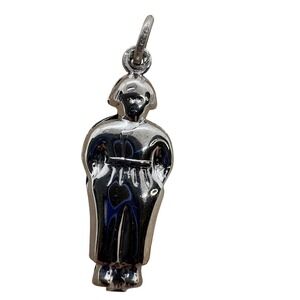 Vintage Dutch Boy Charm Pendant Silver Tone Rhodium Plated Marked Sterling 1.52g